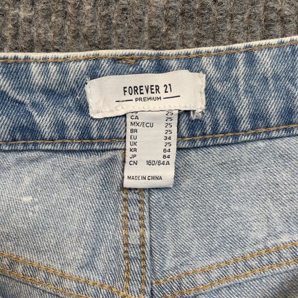 Forever 21 Jean Shorts Women Size 25 Blue Cut-Off Denim High Rise Distress NEW - Picture 6 of 9